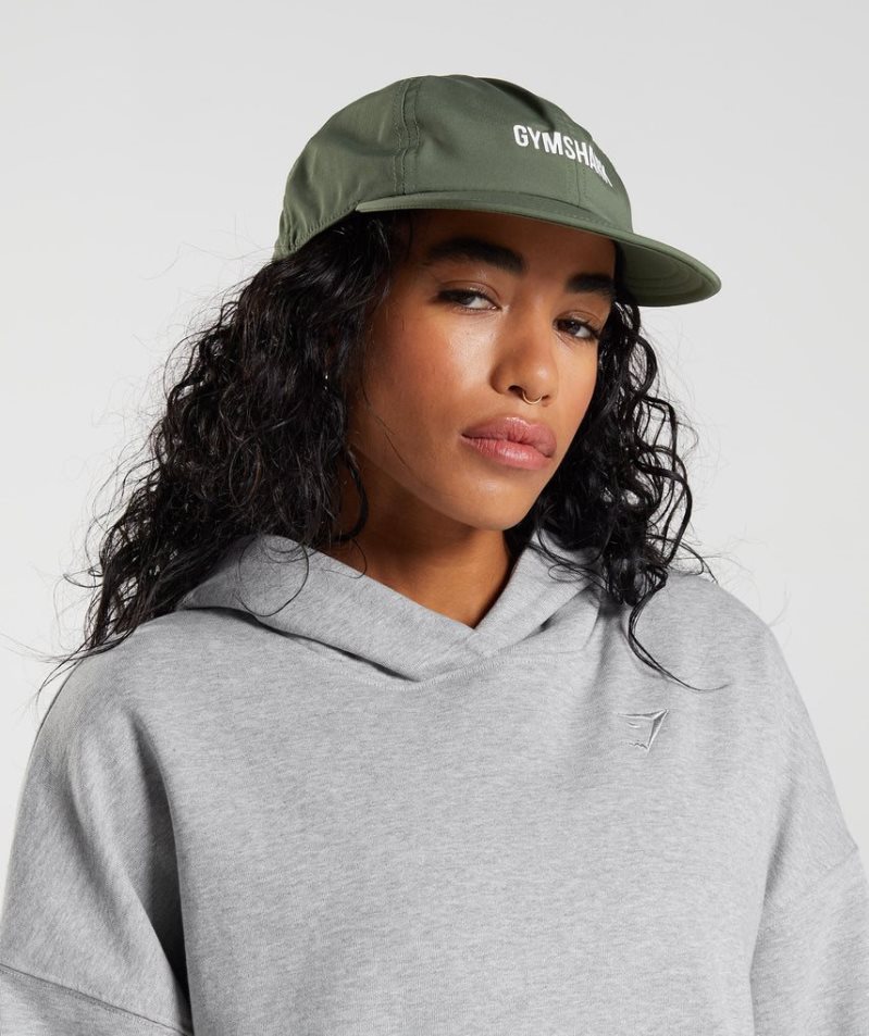 Gymshark Flat Peak Caps Olive | CA 1AD573